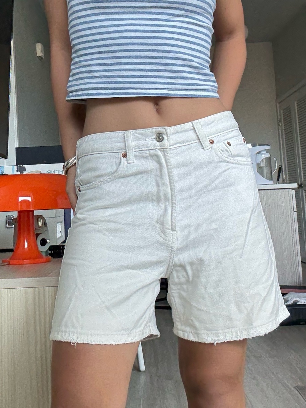 Zara White Denim Shorts